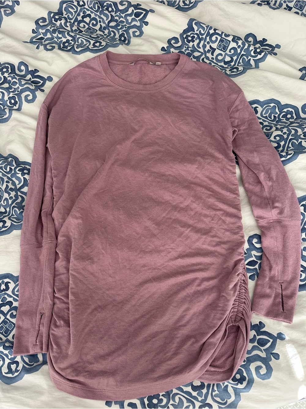 Athleta Long Sleeve Ruched Side Tunic Top - Mauve Pink